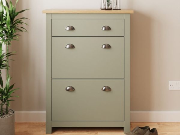 GFW Lancaster 2 Drawer 1 Drawer Shoe Cabinet Green | Bed Sava