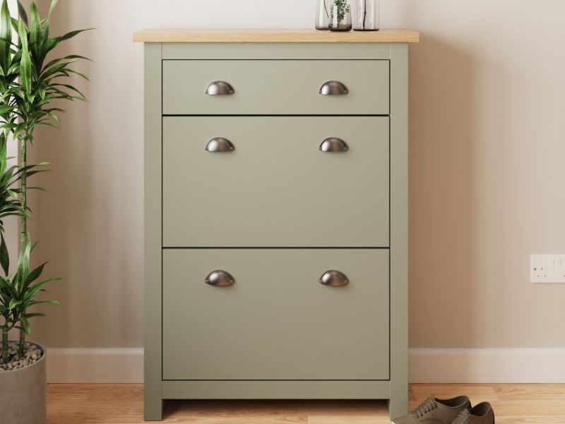 GFW Lancaster 2 Drawer 1 Drawer Shoe Cabinet-Green