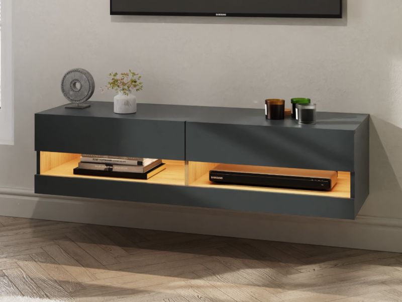 GFW Leon 120cm Wall TV Unit with LED-Anthracite