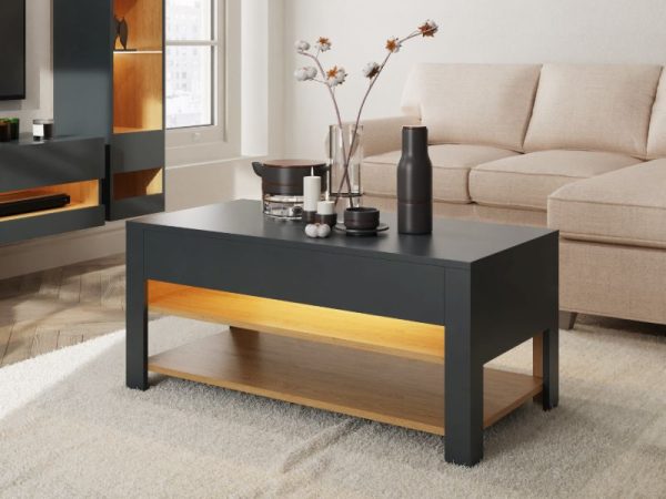 GFW Leon Coffee Table with LED Anthracite | Bed Sava