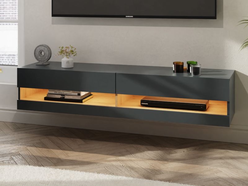 GFW Leon 180cm Wall TV Unit with LED-Anthracite