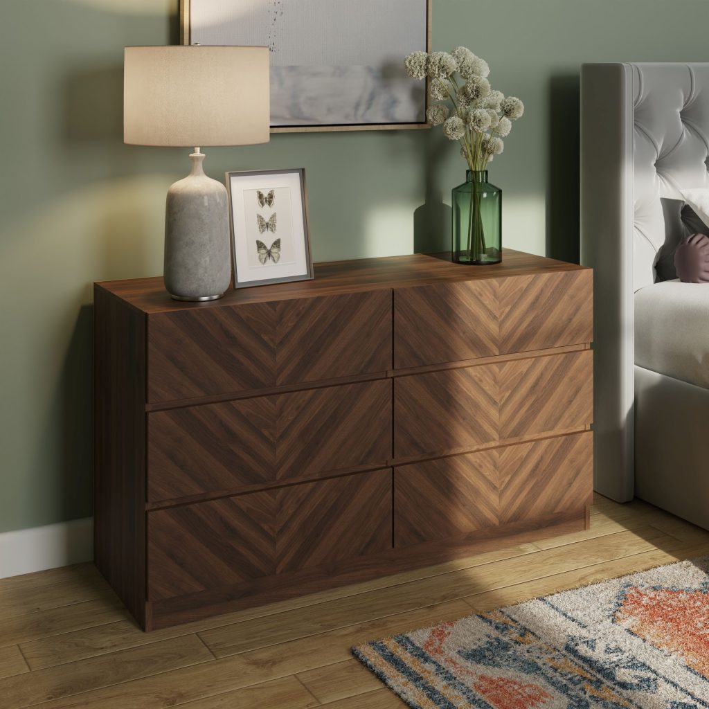 GFW Catania 3+3 Drawer Chest-Royal Walnut