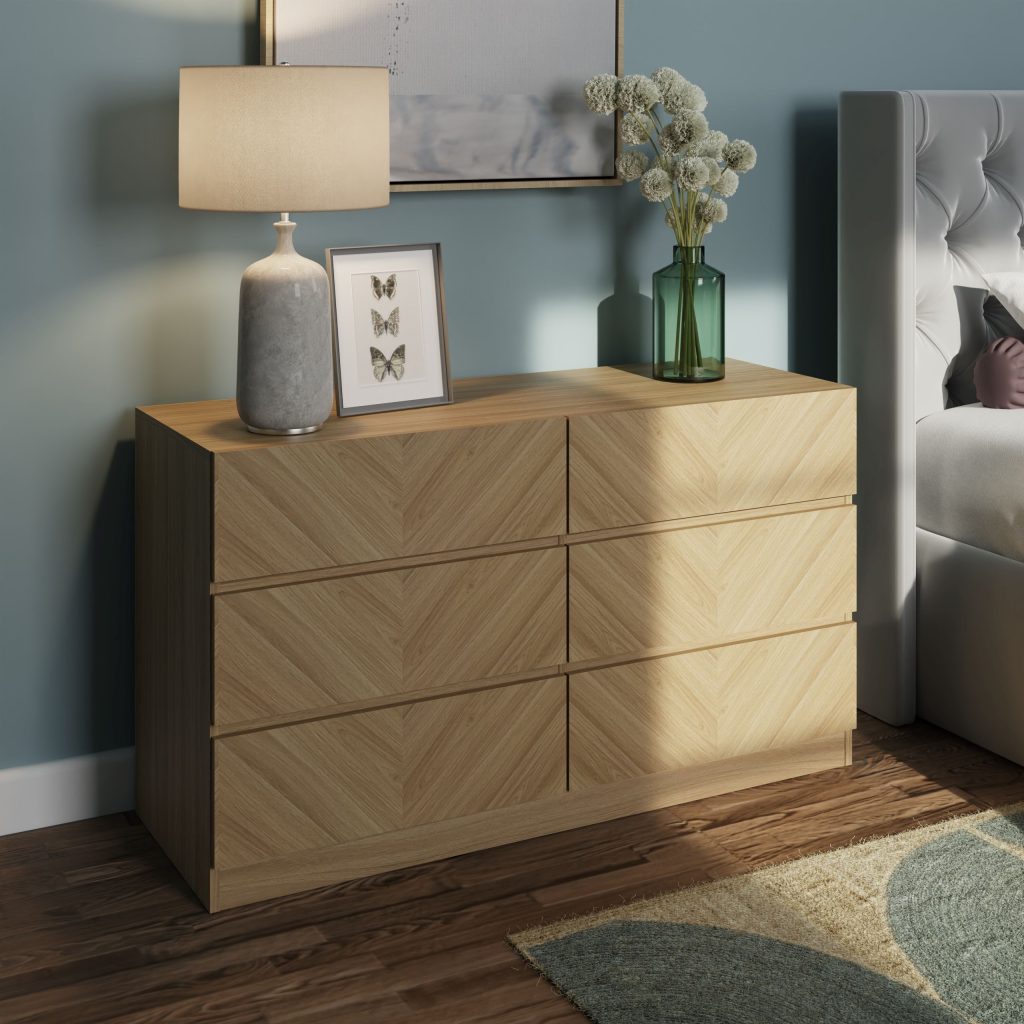 GFW Catania 3+3 Drawer Chest-Euro Oak