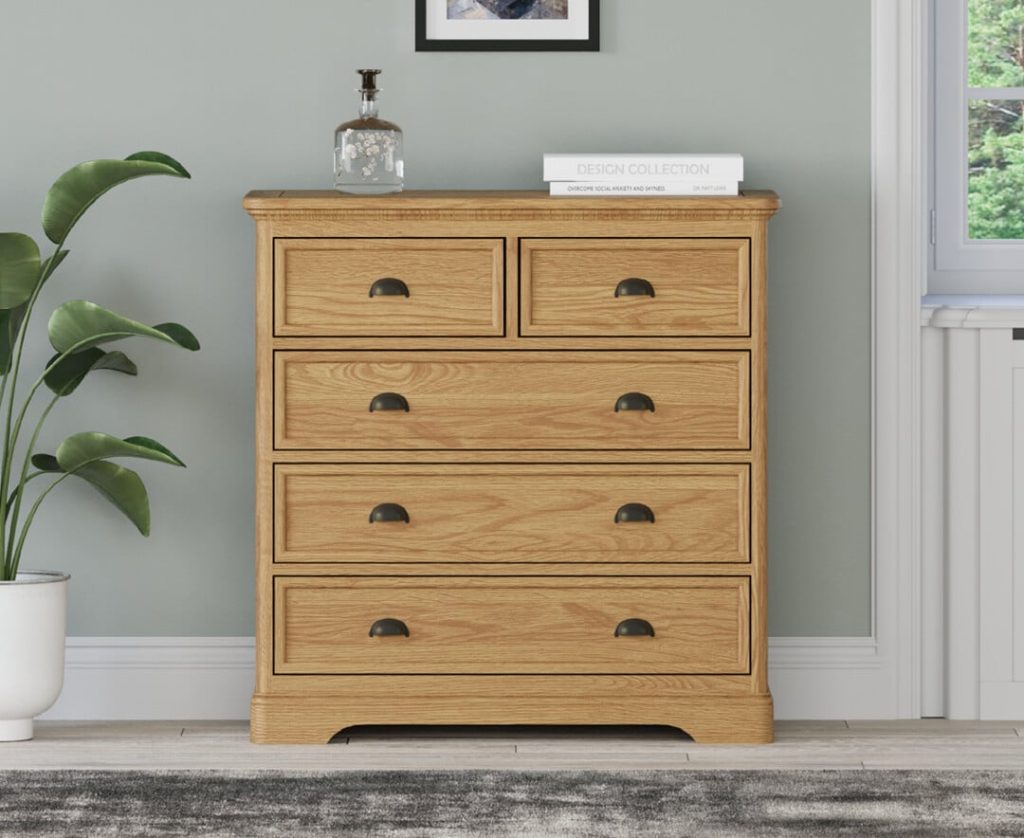 Cambridge Solid Oak 2 Over 3 Chest of Drawers