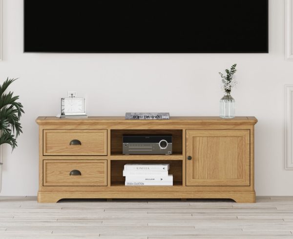 Cambridge Solid Oak Super Wide TV Cabinet | Bed Sava