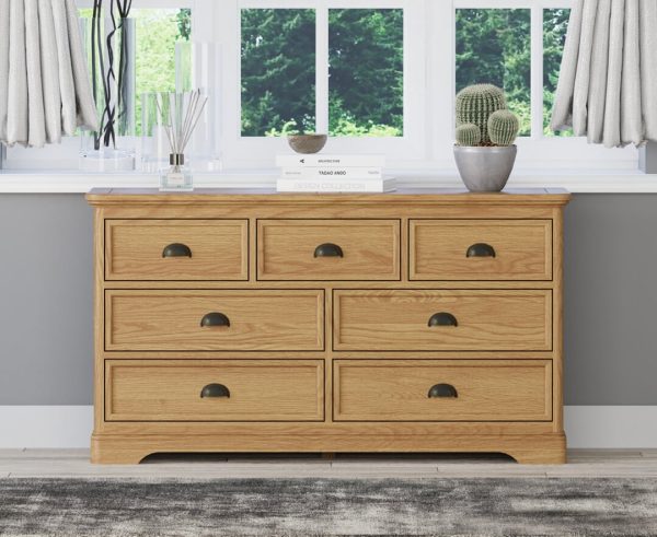 Cambridge Solid Oak Wide Chest Of Drawers | Bed Sava