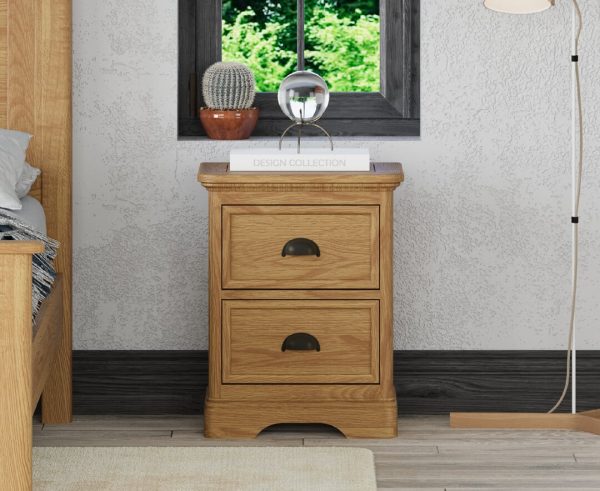 Cambridge Solid Oak 2 Drawer Bedside Chest | Bed Sava