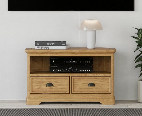 Cambridge Solid Oak Corner TV Cabinet | Bed Sava