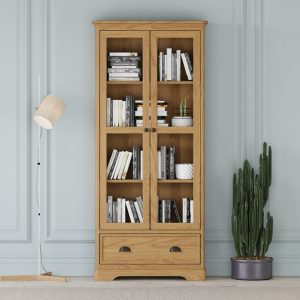 Cambridge Solid Oak Glazed Display Cabinet | Bed Sava