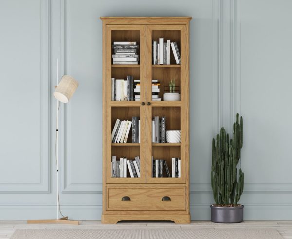 Cambridge Solid Oak Glazed Display Cabinet | Bed Sava