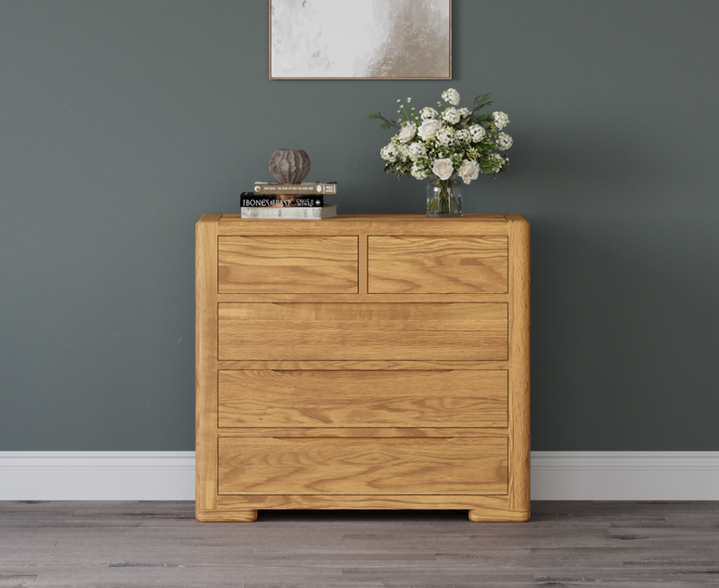 Harper Solid Oak 2 Over 3 Chest of Drawers