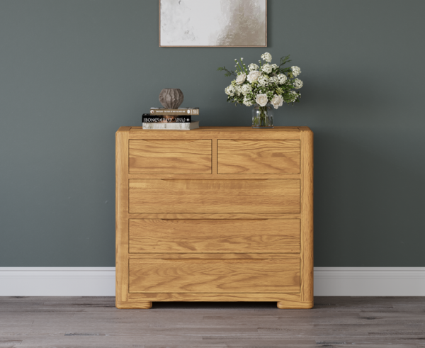 Harper Solid Oak 2 Over 3 Chest of Drawers | Bed Sava