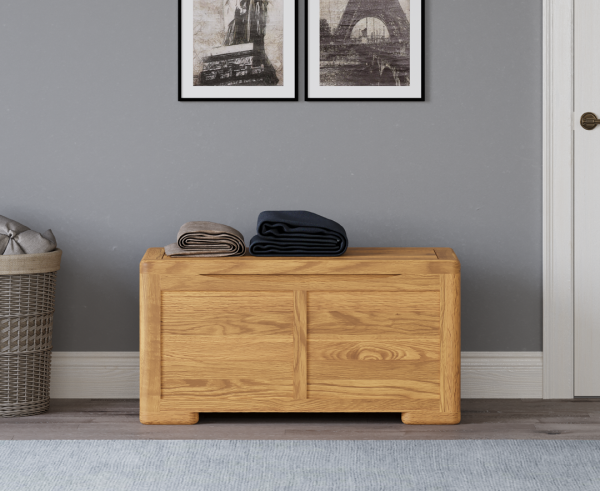 Harper Solid Oak Blanket Box | Bed Sava