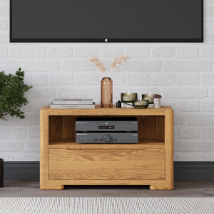 Harper Solid Oak Corner TV Cabinet | Bed Sava
