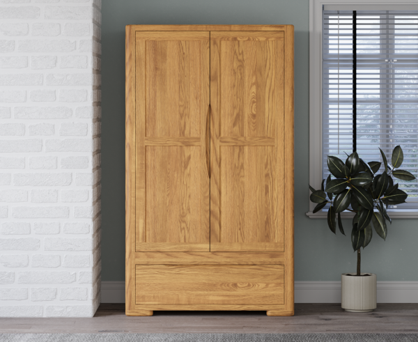 Harper Solid Oak Double Wardrobe | Bed Sava