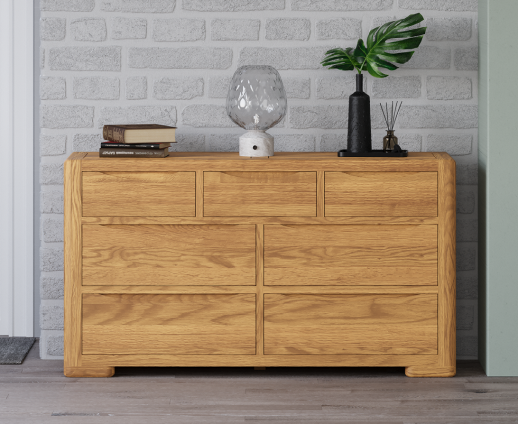 Harper Solid Oak Wide Chest Of Drawers