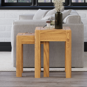 Harper Solid Oak Nest Of Tables | Bed Sava