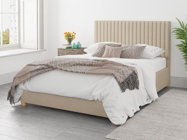 Aspire Grant Ottoman Bed Kimiyo Linen Beige  Single | Bed Sava