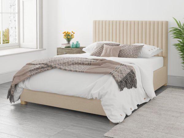Aspire Grant Ottoman Bed Malham Weave Cream  Double | Bed Sava