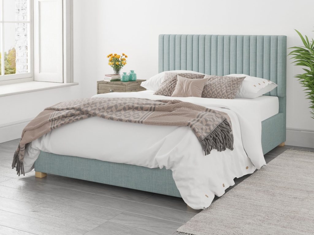Aspire Grant Ottoman Bed Malham Weave Sky Blue - SuperKing