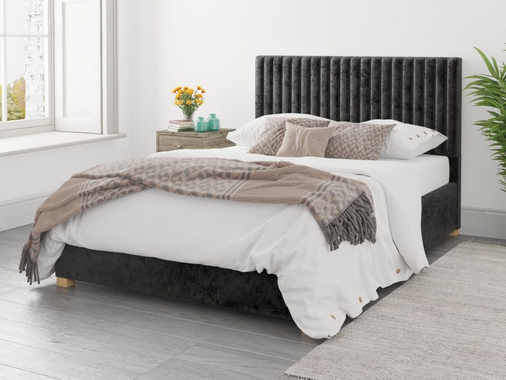 Aspire Grant Ottoman Bed Mirazzi Velvet Black - Single