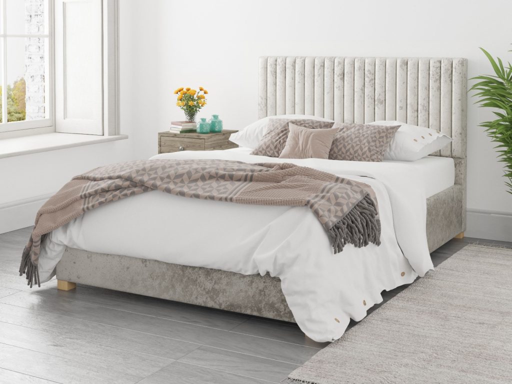 Aspire Grant Ottoman Bed Mirazzi Velvet Pearl - Double
