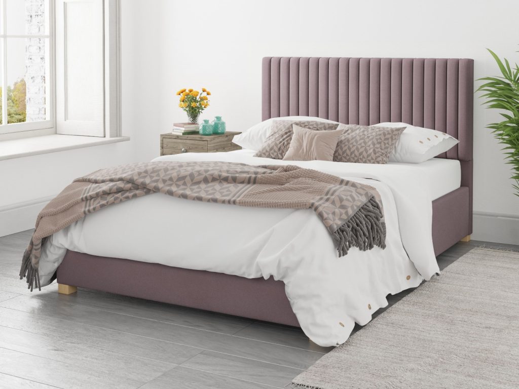 Aspire Grant Ottoman Bed Plush Velvet Blush - Double