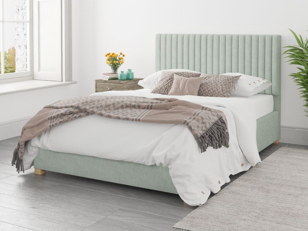 Aspire Grant Ottoman Bed Pure Pastel Cotton Eau De Nil - Double