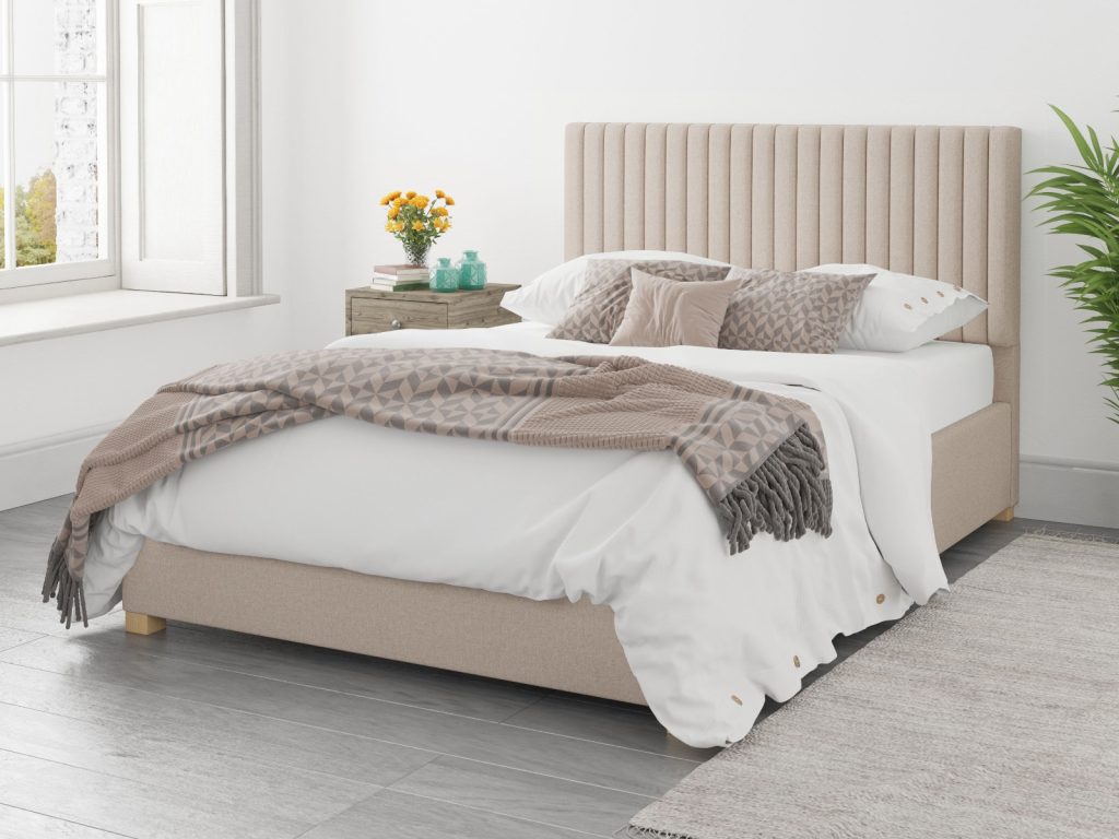 Aspire Grant Ottoman Bed Saxon Twill Natural - SuperKing