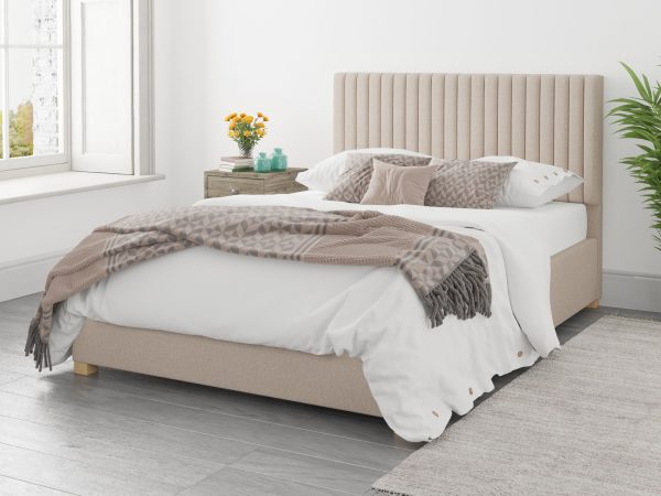 Aspire Grant Ottoman Bed Saxon Twill Natural  Double | Bed Sava