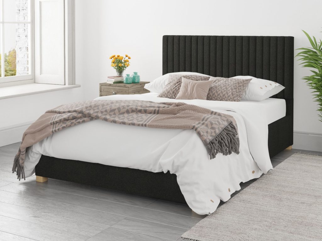 Aspire Grant Ottoman Bed Saxon Twill Charcoal - Single