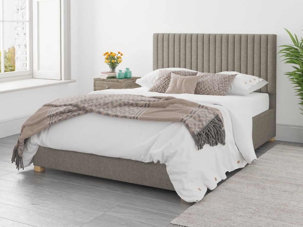 Aspire Grant Ottoman Bed Saxon Twill Grey - Small Double
