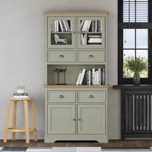 Brampton Soft Green Painted Glazed Display Cabinet | Bed Sava