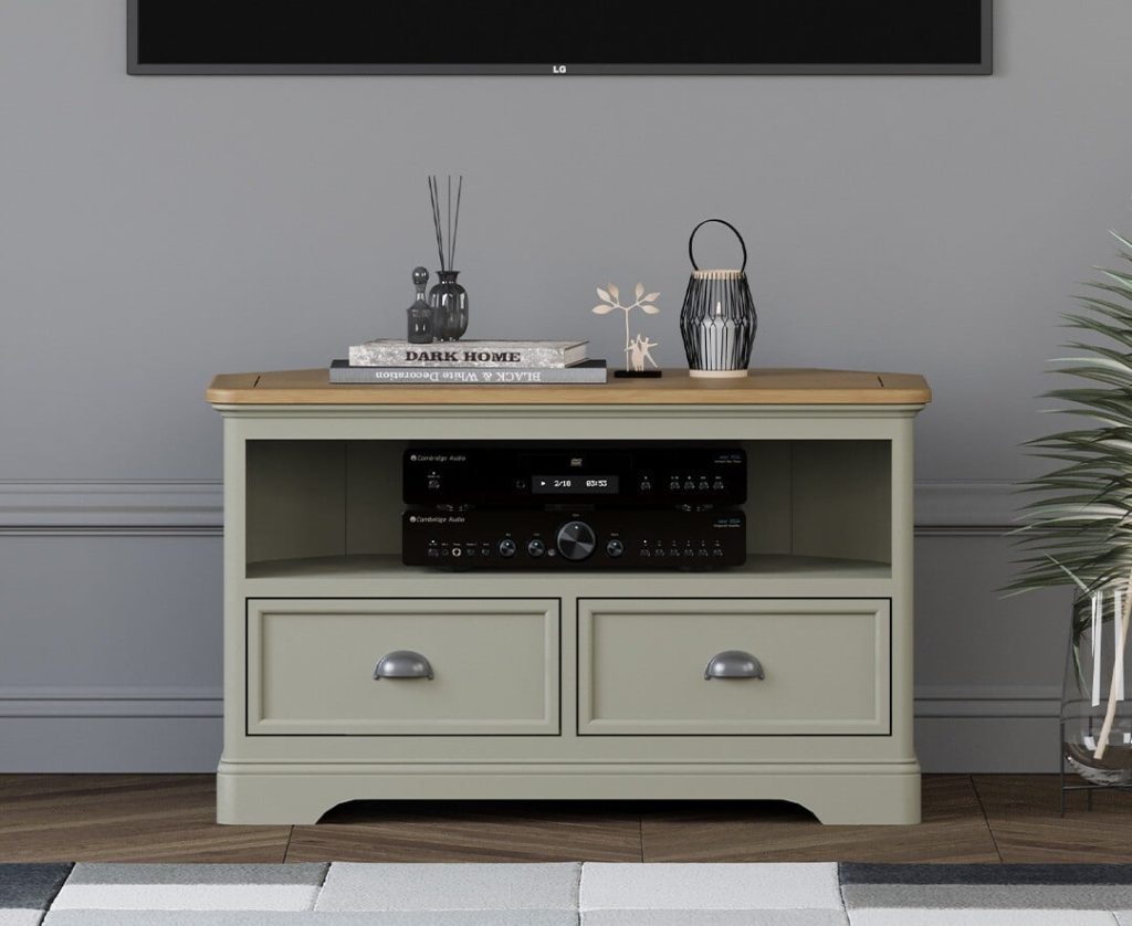 Brampton Soft Green Painted Corner TV Cabinet