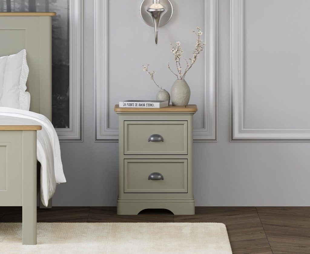 Brampton Soft Green Painted 2 Drawer Bedside Chest