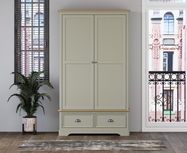 Brampton Soft Green Painted Double Wardrobe | Bed Sava