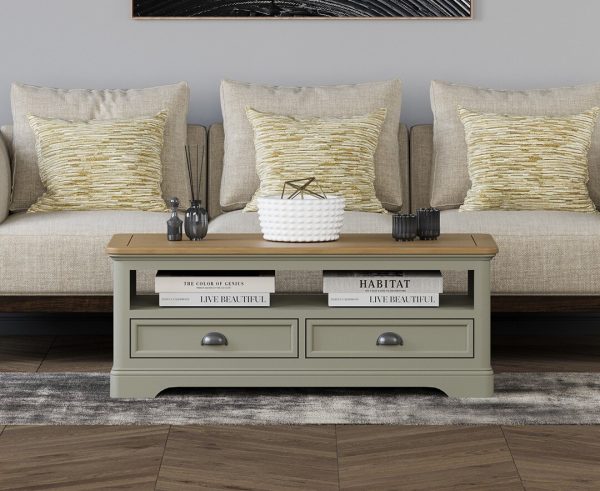 Brampton Soft Green Painted Coffee Table | Bed Sava