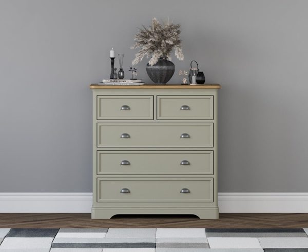 Brampton Soft Green Painted 2 Over 3 Chest of Drawers | Bed Sava