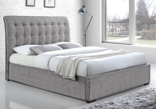Time Living Hamilton Fabric Bed Frame Light Grey Kingsize | Bed Sava