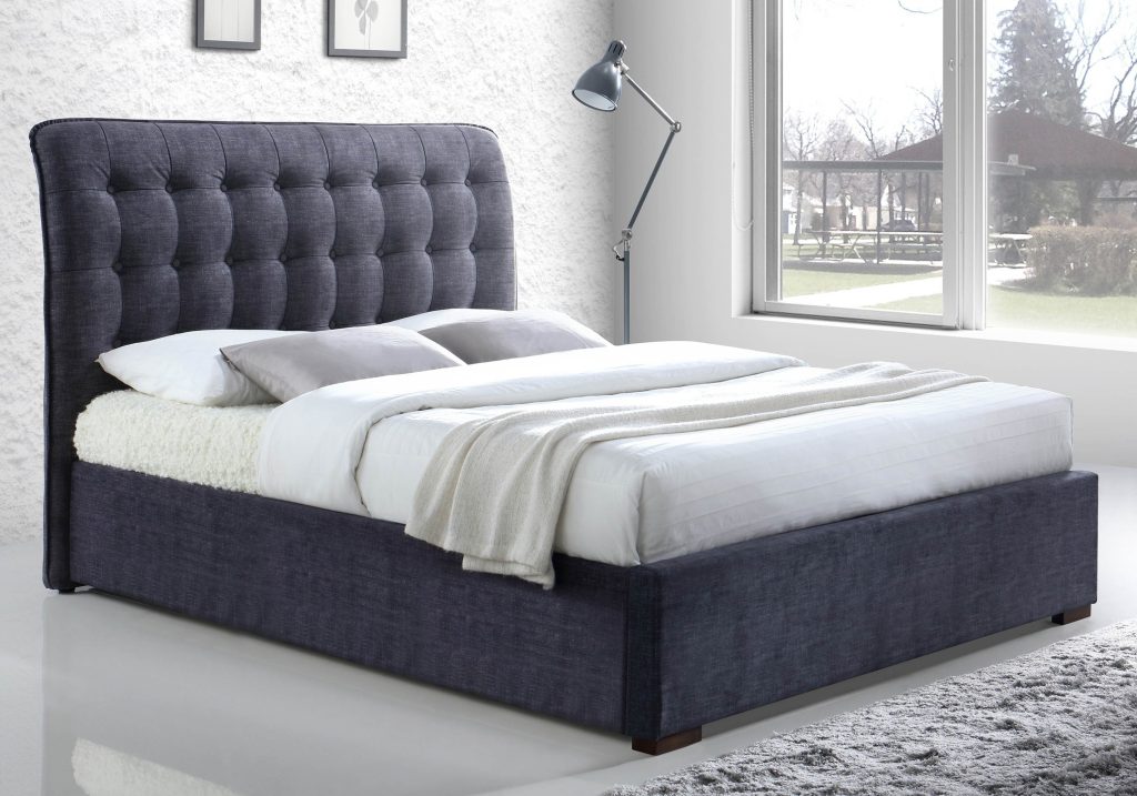 Time Living Hamilton Fabric Bed Frame-Dark Grey-Double