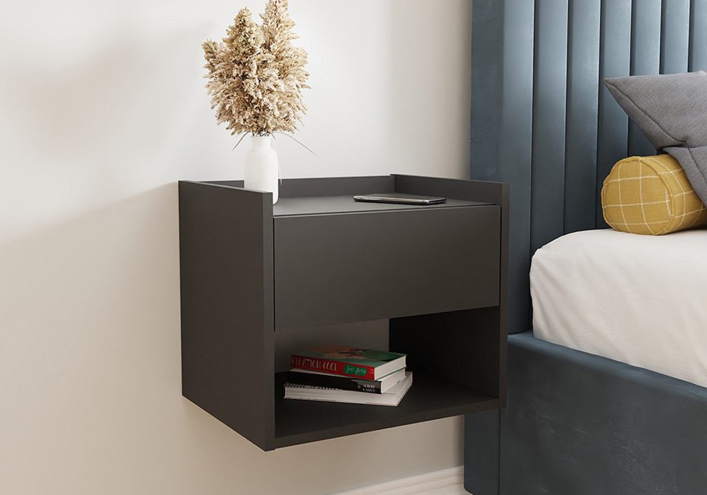 GFW Harmony Wall Mounted Pair of Bedside Tables-Anthracite
