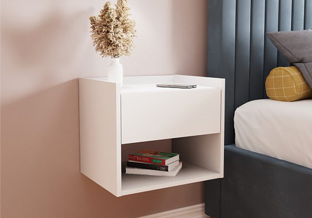 GFW Harmony Wall Mounted Pair of Bedside Tables-White