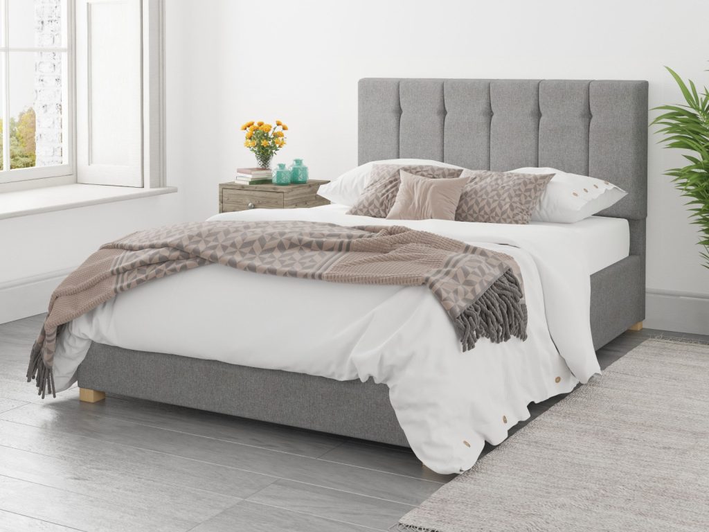 Aspire Hepburn Ottoman Bed Eire Linen Grey - Double