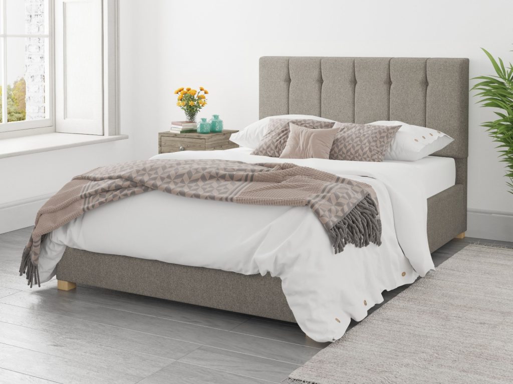 Aspire Hepburn Ottoman Bed Saxon Twill Grey - SuperKing