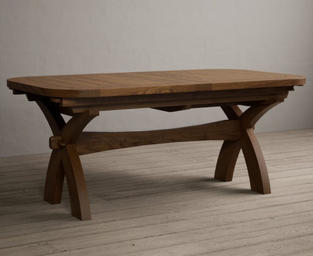 Extending Olympia 180cm Rustic Solid Oak Dining Table