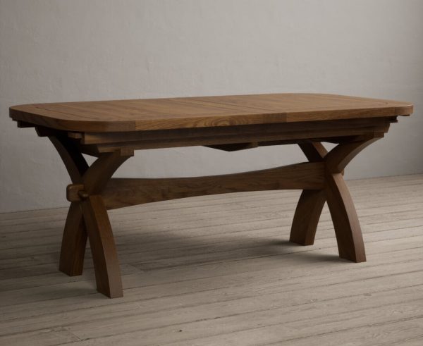 Extending Olympia 180cm Rustic Solid Oak Dining Table | Bed Sava
