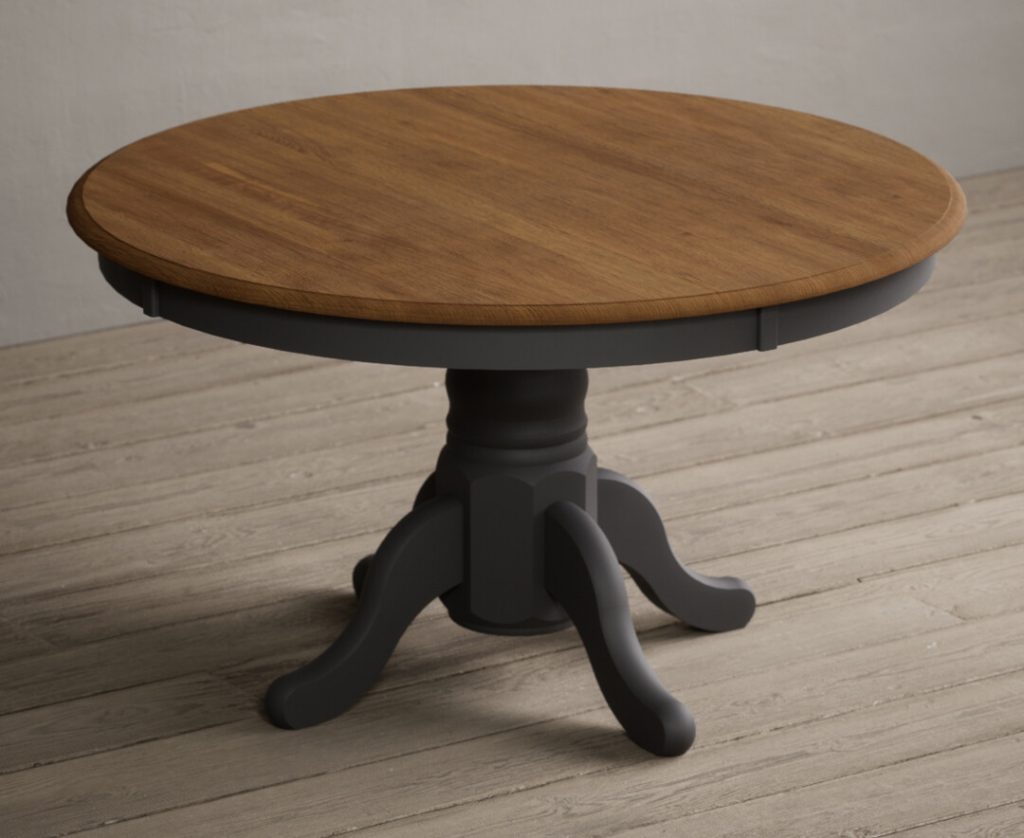 Hertford 120cm Fixed Top Oak and Charcoal Grey Painted Dining Table