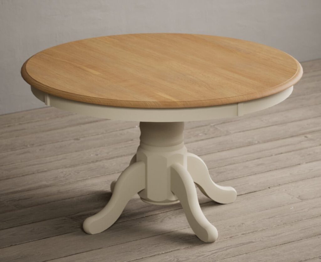 Hertford 120cm Fixed Top Oak and Cream Painted Dining Table