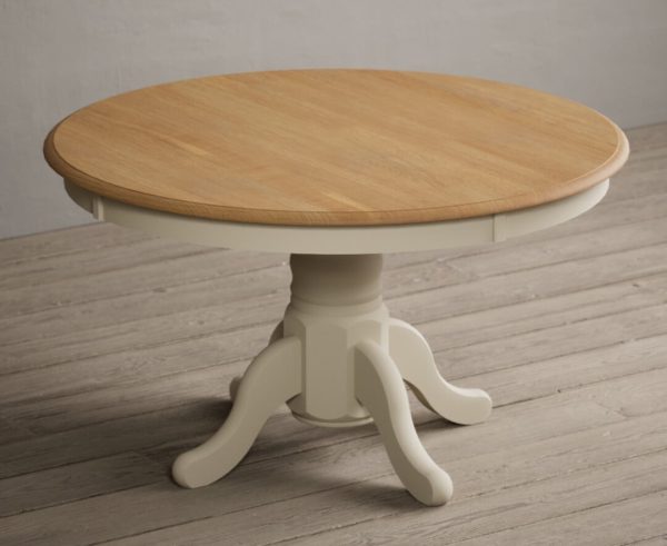 Hertford 120cm Fixed Top Oak and Cream Painted Dining Table | Bed Sava