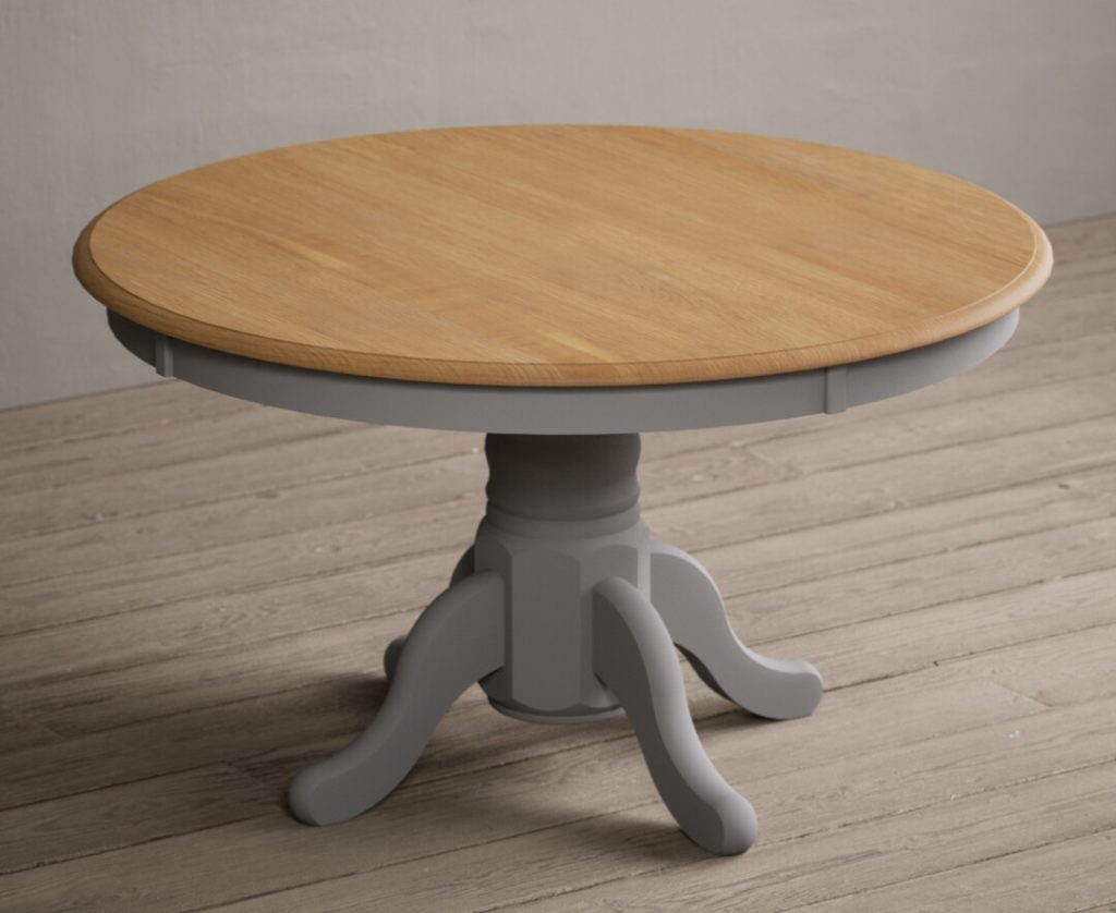 Hertford 120cm Fixed Top Oak and Light Grey Painted Dining Table